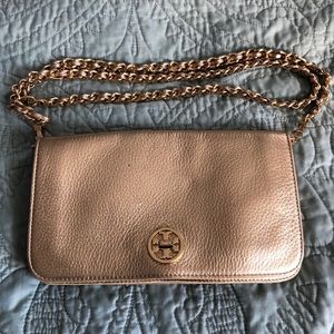 Tory Burch gold clutch